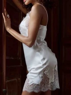 Alle Negligés|Seidenneglige^Marjolaine Seide Negligé BACCARAT Calais Spitze von