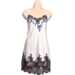 Alle Negligés|Seidenneglige^Marjolaine Seide Negligé CAPRICE mittellang mit Spitze