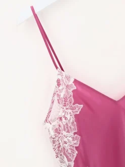 Alle Negligés|Seidenneglige^Luna di Seta Seide Neglige LACE SEDUCTION dahlia pink von dahlia pink mit Spitze