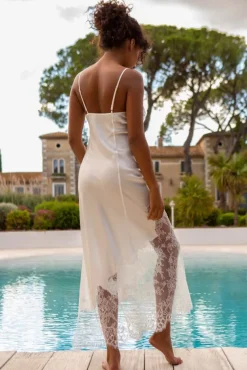 Alle Negligés|Seidenneglige^Marjolaine Seide Neglige NYMPHE No. 4 lang mit Spitze