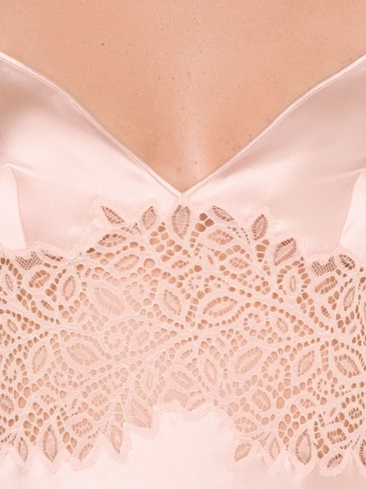 Alle Negligés|Seidenneglige^Ritratti Seide Neglige WEDDING puder-rosé von puder rosa mit Spitze