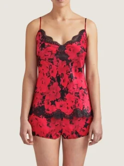 Alle Slips|Mit Seidensatin^Aubade Seide Shorts TOI MON AMOUR rot-schwarz von rotes Blumenmuster mit schwarz