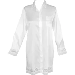 Seide Sleepshirt|Seidennachthemd^Gattina Seide Sleepshirt MAGIC MOMENTS weiss oder blau von dunkelblau oder weiß mit Spitze