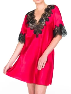 Seide Sleepshirt|Seidennachthemd^Gattina Seide Sleepshirt ST. ELM mit Spitze von