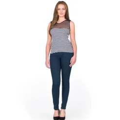 Shirts Mit Seide|Camisole (Breite Träger)^Gattina Seide-Baumwolle Camisole-Shirt ARONA blau oder schwarz von schwarz-weiß oder blau-weiß