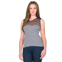 Shirts Mit Seide|Camisole (Breite Träger)^Gattina Seide-Baumwolle Camisole-Shirt ARONA blau oder schwarz von schwarz-weiß oder blau-weiß