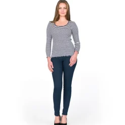 Shirts Mit Seide|Langarm^Gattina Seide-Baumwolle Langarm-Shirt ARONA schwarz oder blau von schwarz-weiß oder blau-weiß