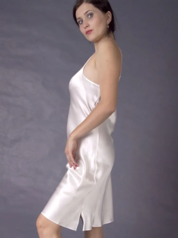 Seiden Basics|Seidennachthemd^Gattina Seide-Baumwolle Nachthemd SATIN knielang uni von