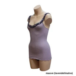 Tops Mit Spitze|Spaghettiträger Tops^Gattina Seide-Baumwolle Seidentop FIOCCA mauve oder dunkelblau von dunkelblau oder malve