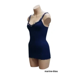 Tops Mit Spitze|Spaghettiträger Tops^Gattina Seide-Baumwolle Seidentop FIOCCA von dunkelblau oder malve