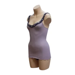 Tops Mit Spitze|Spaghettiträger Tops^Gattina Seide-Baumwolle Seidentop FIOCCA von dunkelblau oder malve