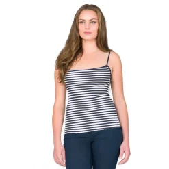 Spaghettiträger Tops|Shirts Mit Seide^Gattina Seide-Baumwolle Spaghetti-Top ARONA gestreift schwarz-weiß oder blau-weiß