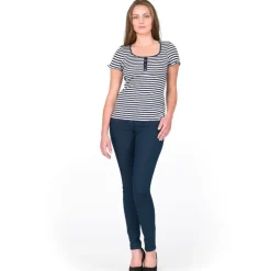 T-Shirt|Shirts Mit Seide^Gattina Seide-Baumwolle T-Shirt ARONA von schwarz-weiß oder blau-weiß