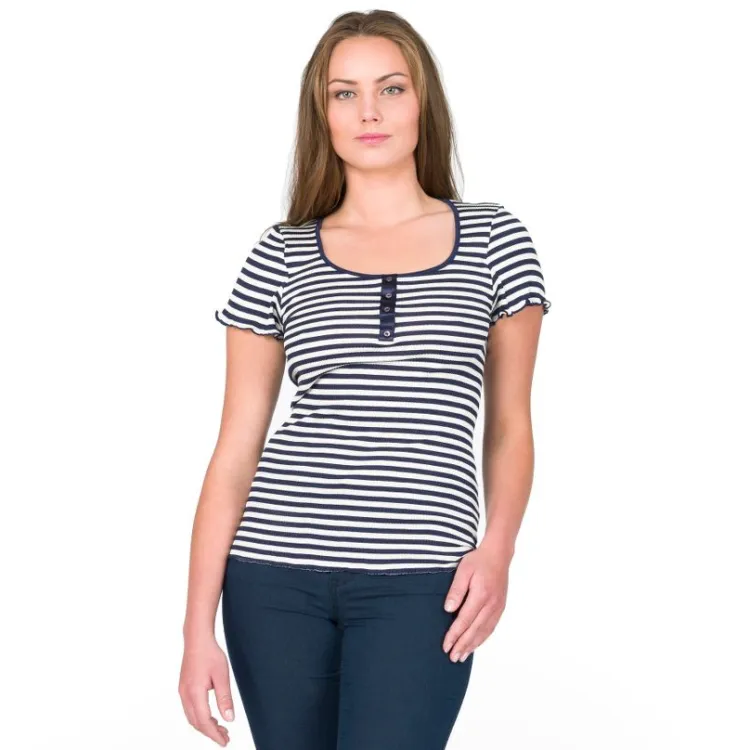 T-Shirt|Shirts Mit Seide^Gattina Seide-Baumwolle T-Shirt ARONA von schwarz-weiß oder blau-weiß