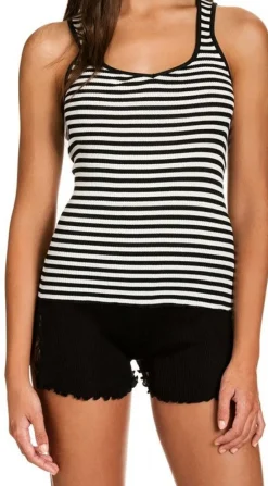 Camisole (Breite Träger)|Shirts Mit Seide^Gattina Seide-Baumwolle Unterhemd ARONA blau oder schwarz von schwarz-weiß oder blau-weiß