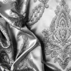 Seidenbettwäsche^Plauener Seidenweberei Seidenbettwäsche AVIANO BLACK silbrig-schwarz Seidenweber Collection schwarz silbern garngefärbt gewebt