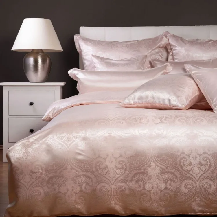 Seidenbettwäsche^Plauener Seidenweberei Seidenbettwäsche ELA ROSE MELANGE Seidenweber Collection zart rosa-meliert garngefärbt gewebt