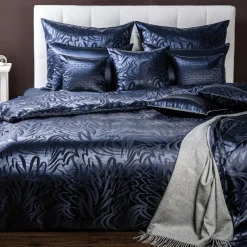 Seidenbettwäsche^Plauener Seidenweberei Seidenbettwäsche IMPULS SAPHIR Seidenweber Collection dunkelblau stückgefärbt