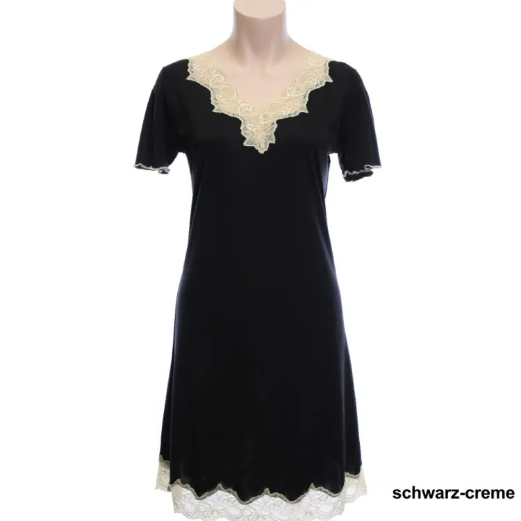 Seiden Basics|Seide Sleepshirt^Nightdreams Seidenmix Kurzarm Nachthemd MAHÉ Nr. 1 uni von