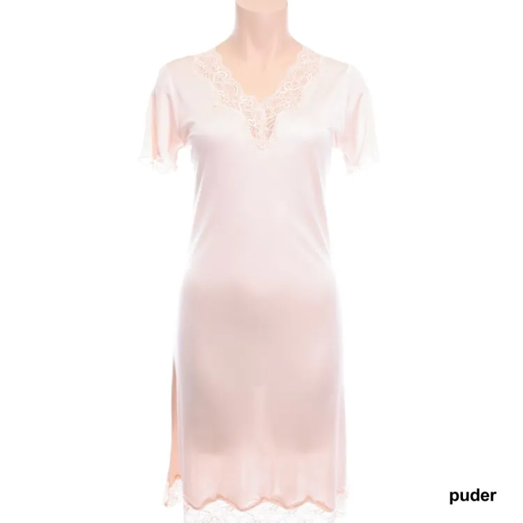 Seiden Basics|Seide Sleepshirt^Nightdreams Seidenmix Kurzarm Nachthemd MAHÉ Nr. 1 uni von