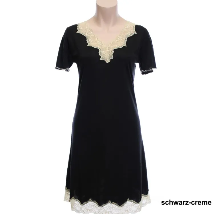 Seiden Basics|Seide Sleepshirt^Nightdreams Seidenmix Kurzarm Nachthemd MAHÉ Nr. 1 uni von