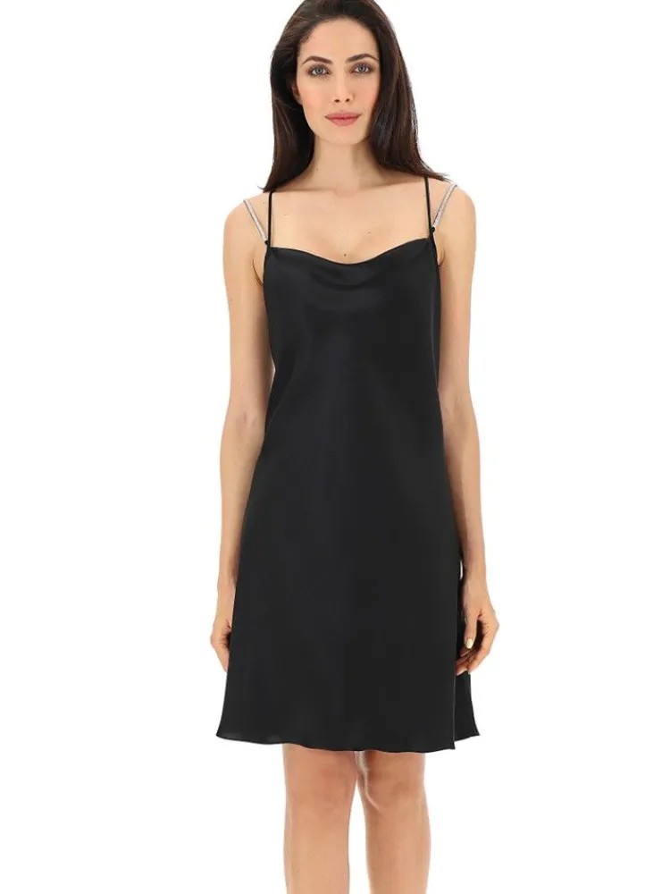 Kleider|Seidenneglige^Luna di Seta Seidennachthemd / Kleid KRISTALL von schwarz