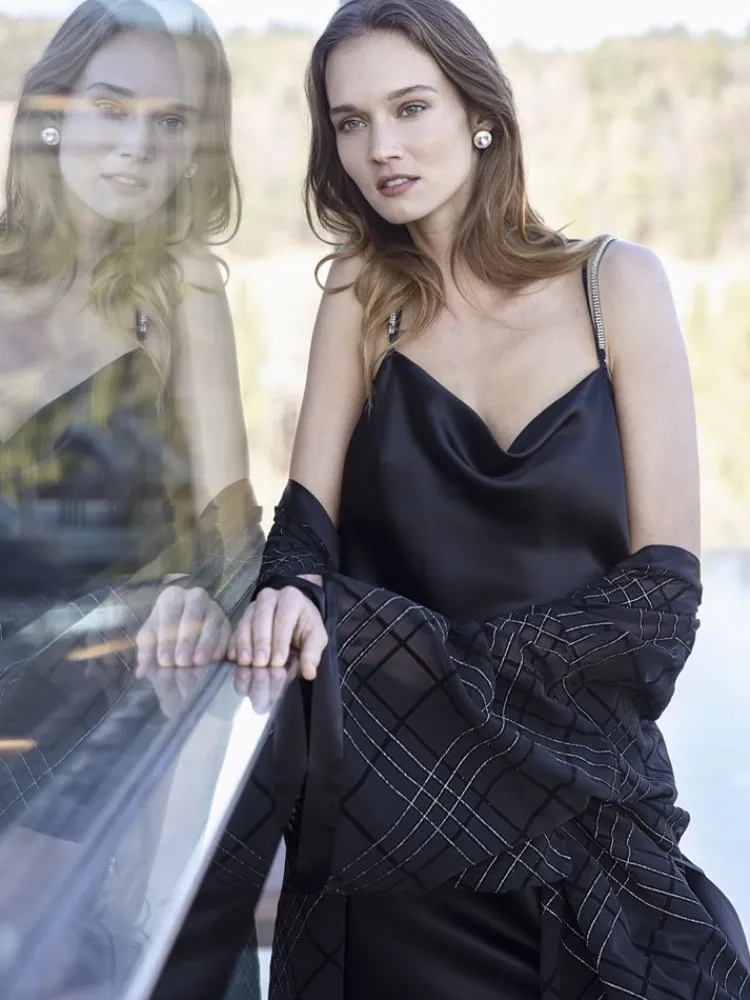 Kleider|Seidenneglige^Luna di Seta Seidennachthemd / Kleid KRISTALL von schwarz