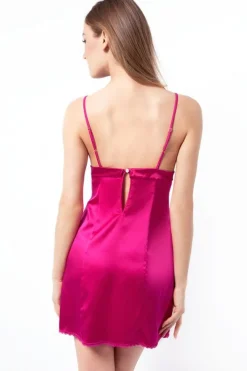 Alle Negligés|Seidenneglige^Mimi Holliday Seidennegligé RASPBERRY RIPPLE fuchsia-pink fuchsia-pink mit Spitze