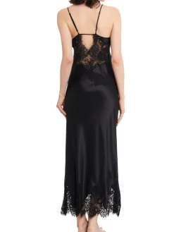 Alle Negligés|Unterkleider Mit Seide^Gattina Seiden-Neglige lang MAILIN No. 2 mit Spitze von weiß oder schwarz mit Spitze