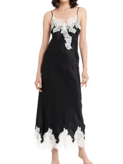 Alle Negligés|Unterkleider Mit Seide^Gattina Seiden-Neglige lang MAILIN No. 2 mit Spitze von weiß oder schwarz mit Spitze