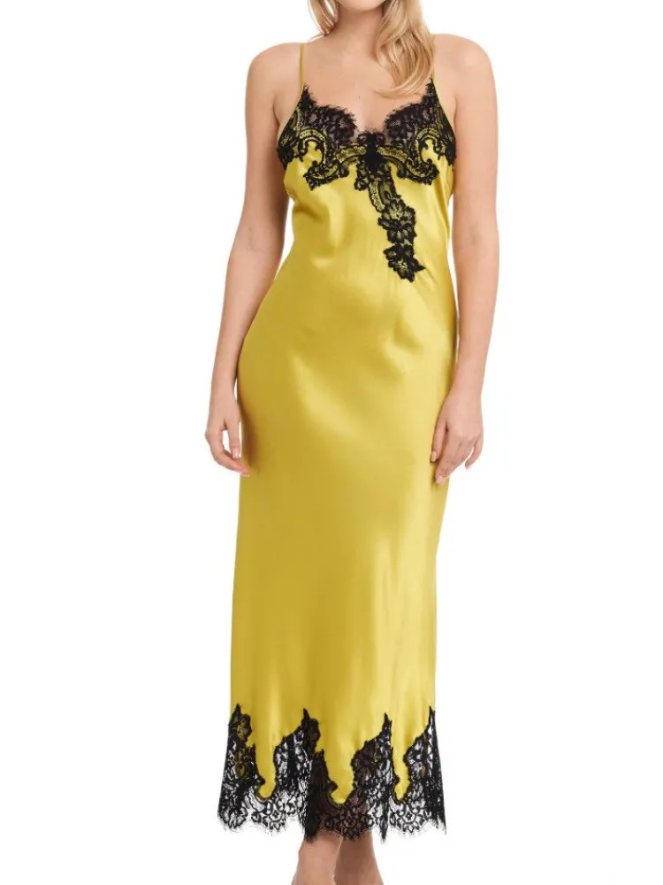 Alle Negligés|Unterkleider Mit Seide^Gattina Seiden-Neglige lang MAILIN No. 2 mit Spitze von weiß oder schwarz mit Spitze