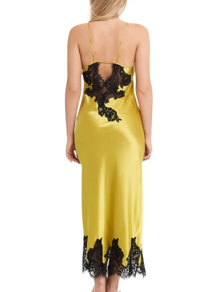 Alle Negligés|Unterkleider Mit Seide^Gattina Seiden-Neglige lang MAILIN No. 2 mit Spitze von weiß oder schwarz mit Spitze