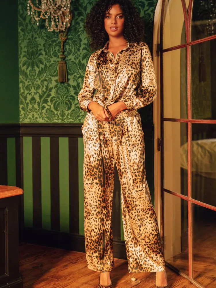 Lounge-Wear|Seidenpyjama^Marjolaine Seidenpyjama PANTHERE Leopardmuster von
