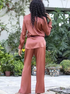 Lounge-Wear|Seidenpyjama^Marjolaine Seidenpyjama ROXANE uni Stretchseide von