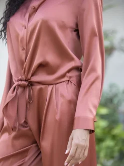 Lounge-Wear|Seidenpyjama^Marjolaine Seidenpyjama ROXANE uni Stretchseide von