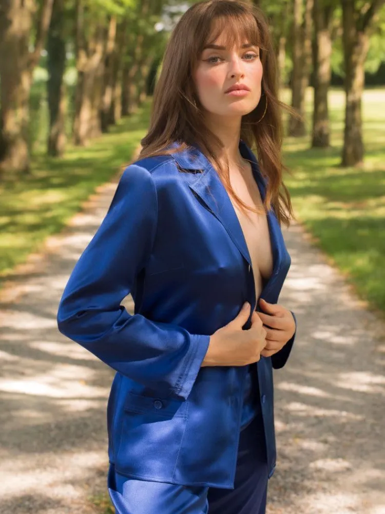 Lounge-Wear|Seiden Basics^Marjolaine Seidenpyjama SOIE UNIE von Basic Line