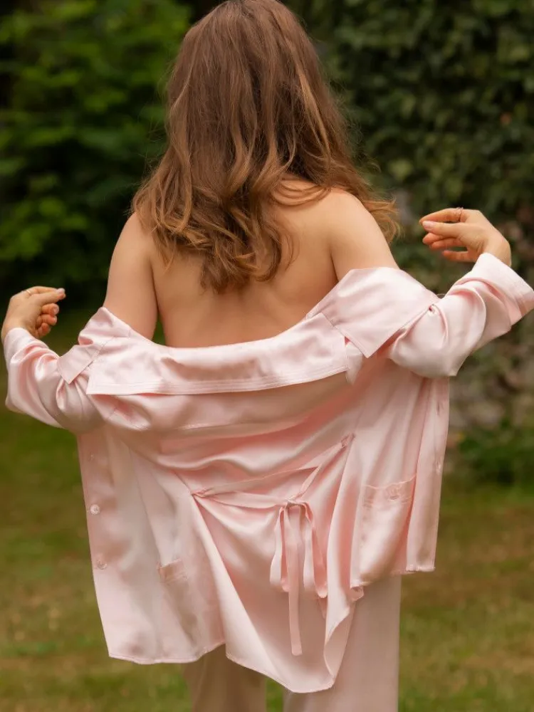 Lounge-Wear|Seiden Basics^Marjolaine Seidenpyjama SOIE UNIE von Basic Line