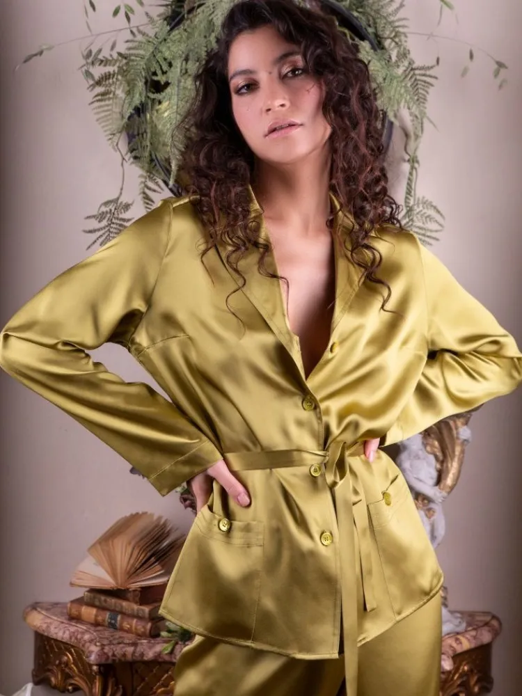 Lounge-Wear|Seiden Basics^Marjolaine Seidenpyjama SOIE UNIE von Basic Line