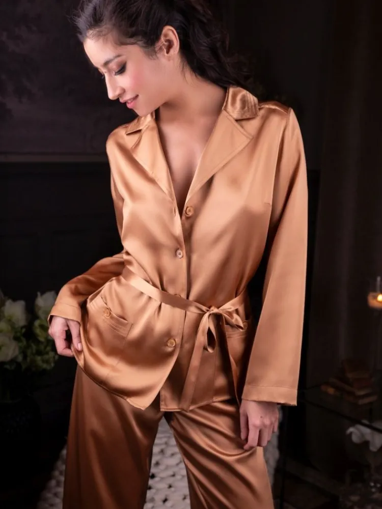 Lounge-Wear|Seiden Basics^Marjolaine Seidenpyjama SOIE UNIE von Basic Line