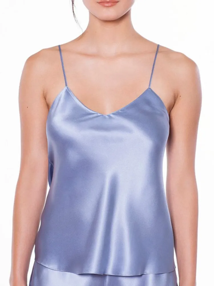 Spaghettiträger Tops|Mit Seidensatin^Luna di Seta Seidentop 100% Seide CLASSICO Satin von