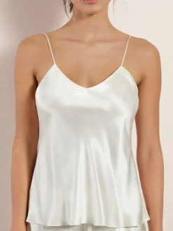 Spaghettiträger Tops|Mit Seidensatin^Luna di Seta Seidentop 100% Seide CLASSICO Satin von