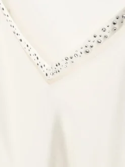 Tops Mit Spitze|Spaghettiträger Tops^Luna di Seta Seidentop JEWELS elfenbeinweiss aus 100% Seide von elfenbein weiß mit Strass