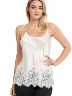 Tops Mit Spitze|Spaghettiträger Tops^Gattina Seidentop MAILIN Satin mit Spitze von