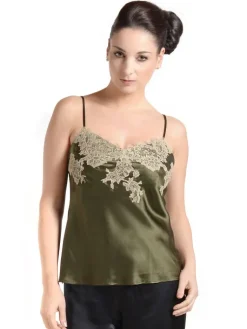 Tops Mit Spitze|Spaghettiträger Tops^Marjolaine Seidentop RARE Calais Spitze