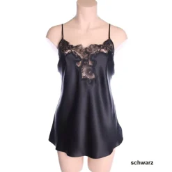 Tops Mit Spitze|Spaghettiträger Tops^Luna di Seta Seidentop ROYAL LACE aus 100% Seide von silber oder schwarz mit Spitze