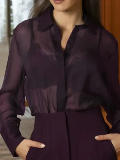 Bluse & Tunika^Lise Charmel Seidenvoile Hemdbluse VARIATIONS DESIR uni von schwarz oder lila