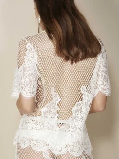 Lounge-Wear|T-Shirt^Escora Shirt VALENTINA Netz mit Spitze von schwarz oder weiss