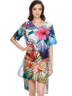 Strandkleider & Sommerkleider|Kaftane^Gattina Sleepshirt Baumwolle mit Seide LIV weiß bunt von