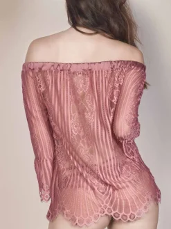 Tops Mit Spitze|Shirt Mit Spitze^Escora Spitze Carmen Shirt JOSEPHINE von schwarz oder altrosa