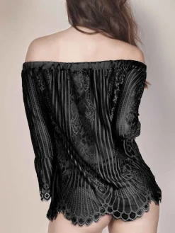 Tops Mit Spitze|Shirt Mit Spitze^Escora Spitze Carmen Shirt JOSEPHINE von schwarz oder altrosa